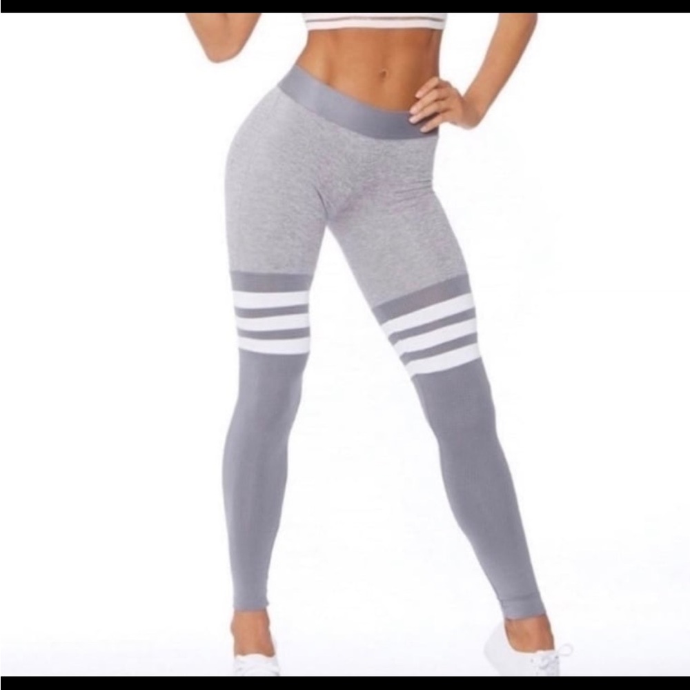 Bombshell Sportswear Grey Striped Leggings